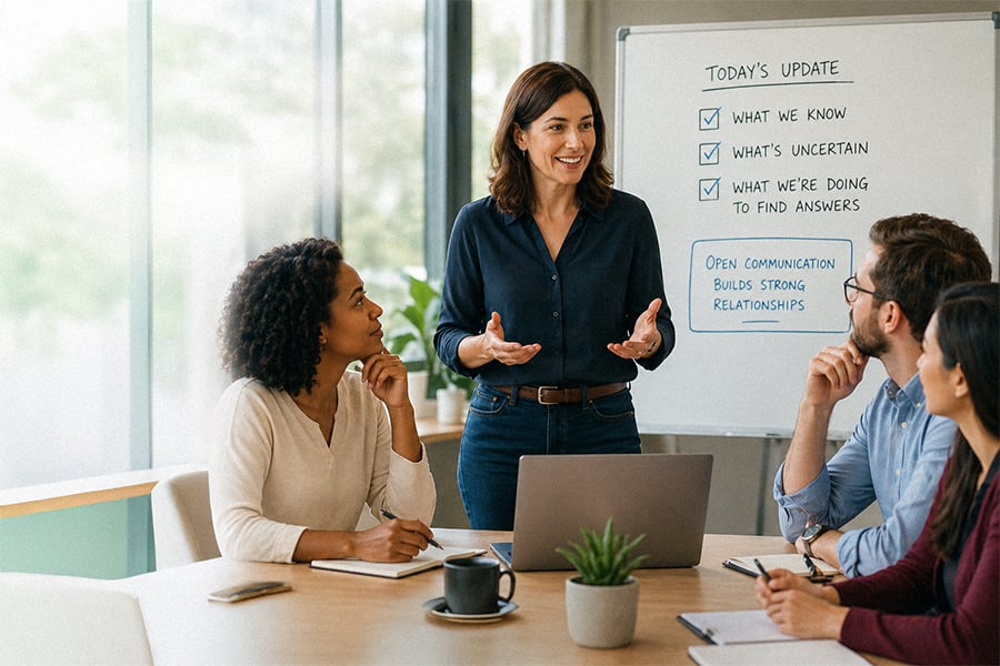 Team discussing plans